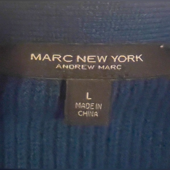 Marc New York Women’s Faux Wrap Ribbed Knit Sweater Size L in Teal Blue - Picture 5 of 5